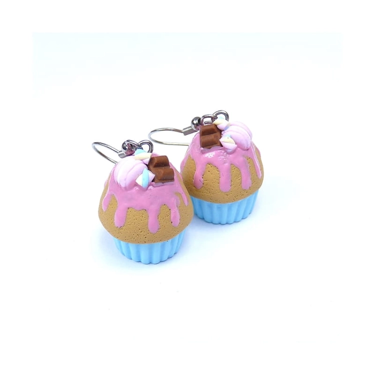 Kolczyki muffinki z polewą i słodyczami