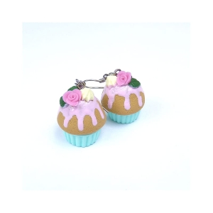 Kolczyki muffinki z polewą i różami