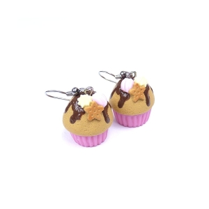 Kolczyki muffinki z polewą i słodyczami
