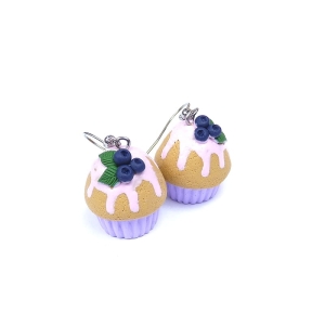 Kolczyki muffinki z polewą i jagodami