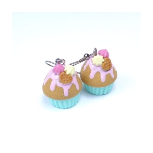 Kolczyki muffinki z polewą i słodyczami