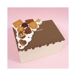 Skarbonka beżowa ze słodyczami