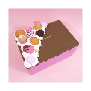 Skarbonka różowa ze słodyczami