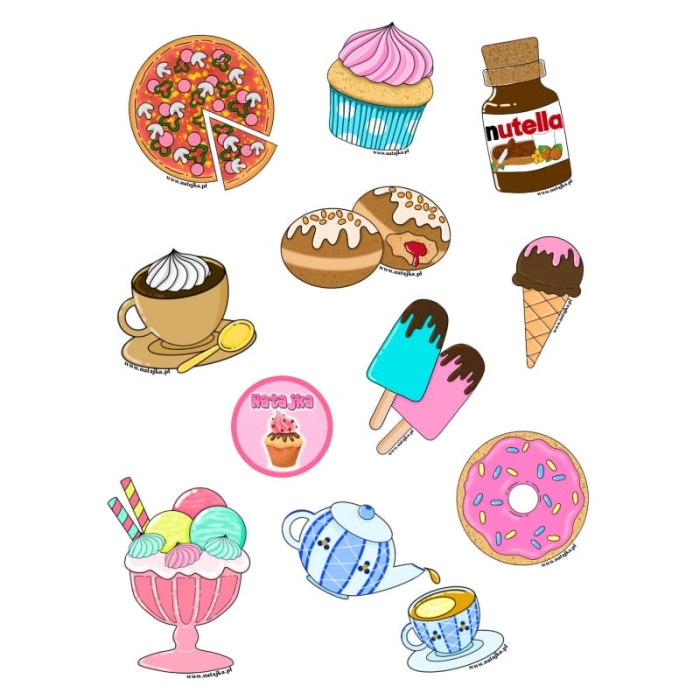 Naklejki słodycze arkusz A6