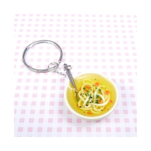 Brelok miska rosołu biała, z łyżką