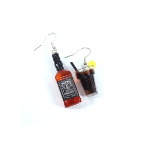 Kolczyki buteleczka i szklanka whisky