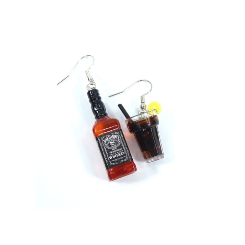 Kolczyki buteleczka i szklanka whisky