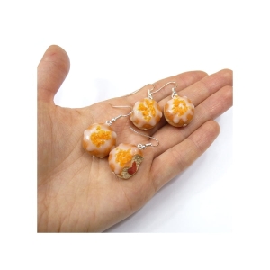 Kolczyki pączki z lukrem i różą